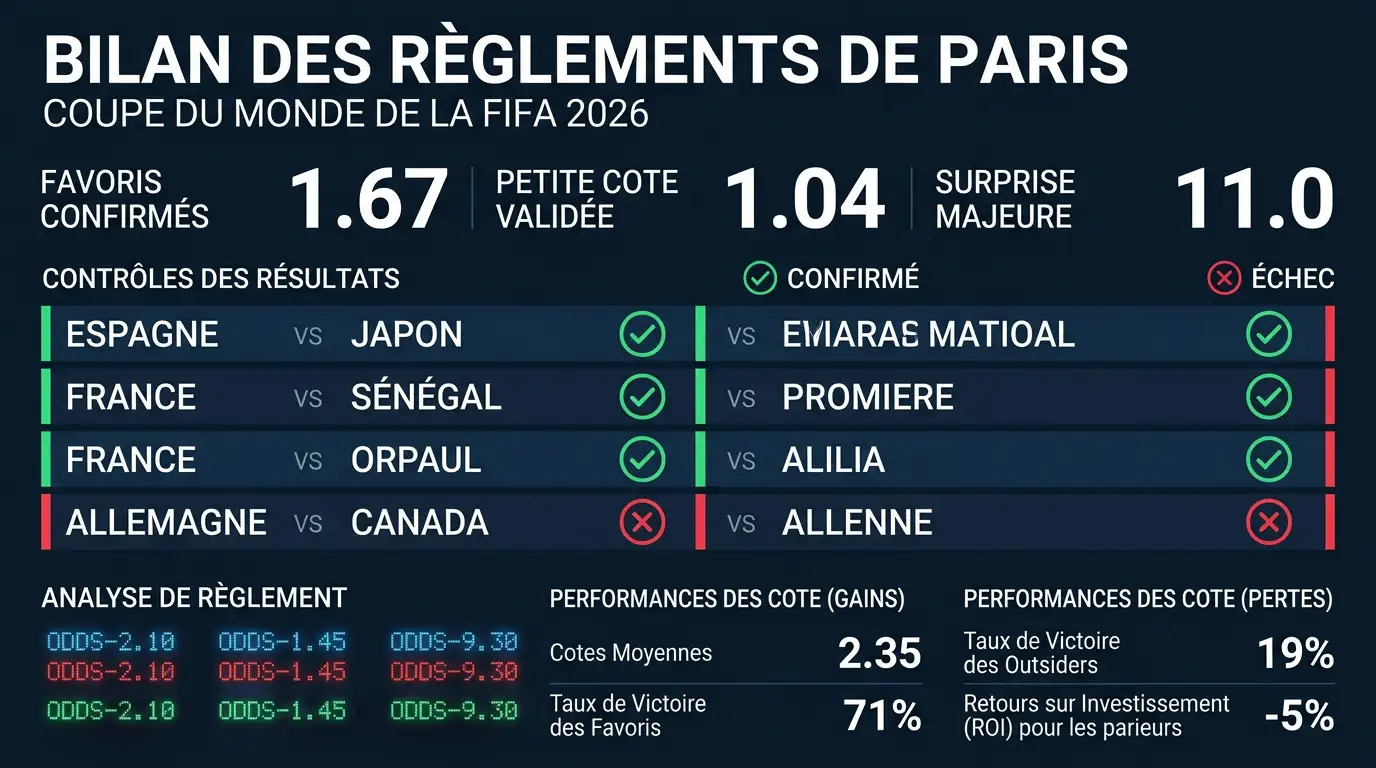 Bilan des paris — Coupe du Monde 2026