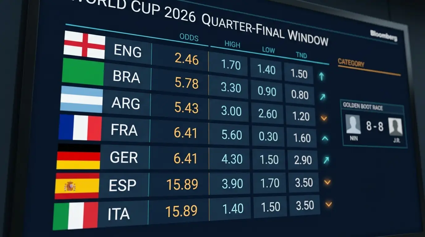 Cotes en direct — quarts de finale Coupe du Monde 2026